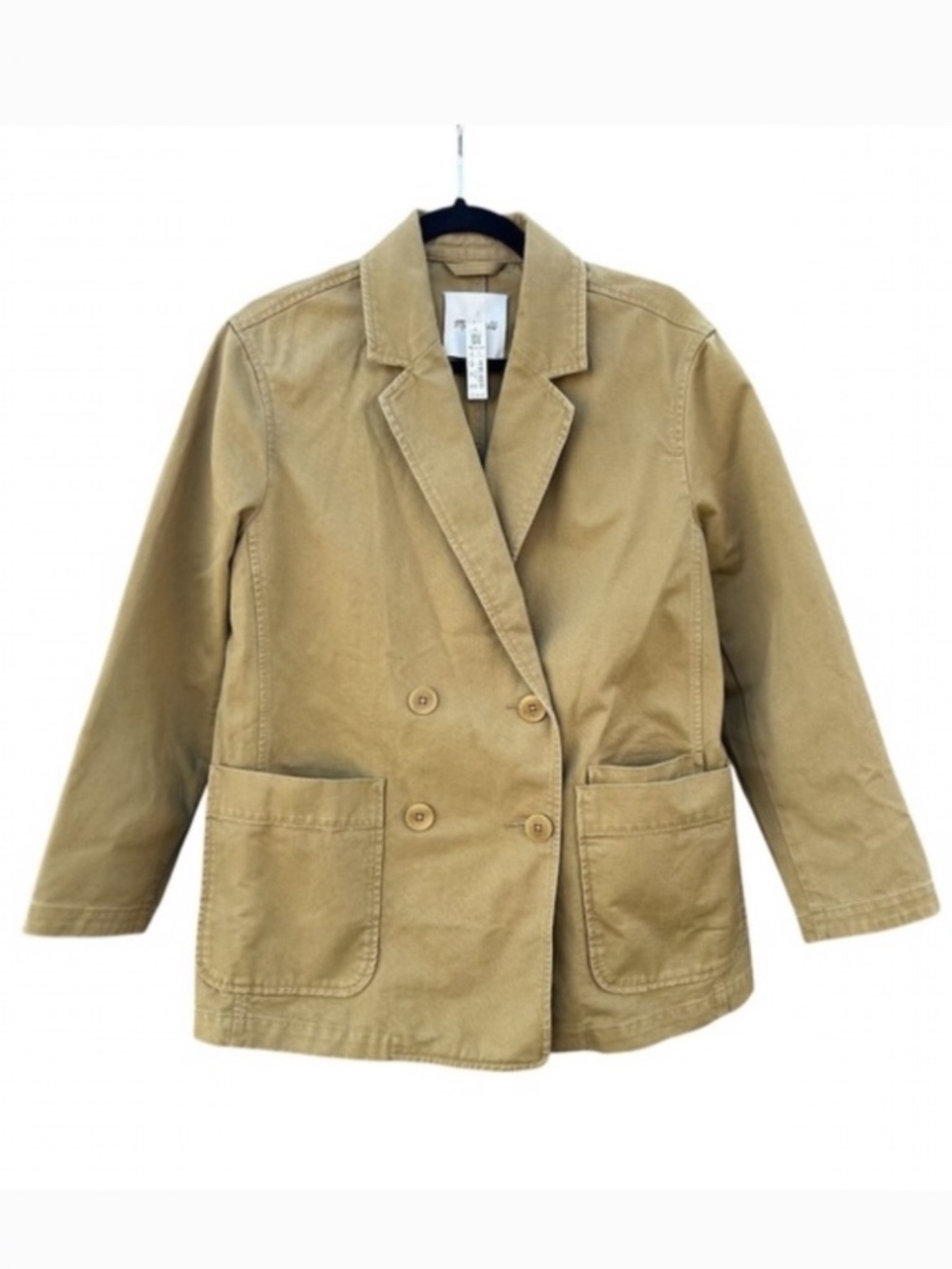 Madewell NWT Blazer In Dark Khaki Button Front Sz Small Style NM512 100% Cotton
